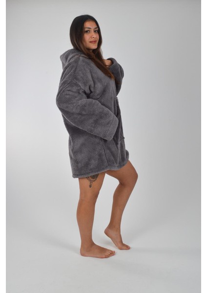 Welsoft Kapüşonlu Giyilebilir Tv Battaniyesi Unisex Peluş Oversize Panço Sabahlık fırsatları