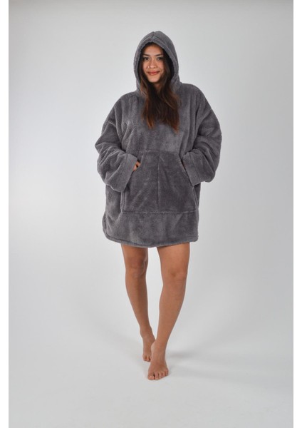 Welsoft Kapüşonlu Giyilebilir Tv Battaniyesi Unisex Peluş Oversize Panço Sabahlık indirimleri