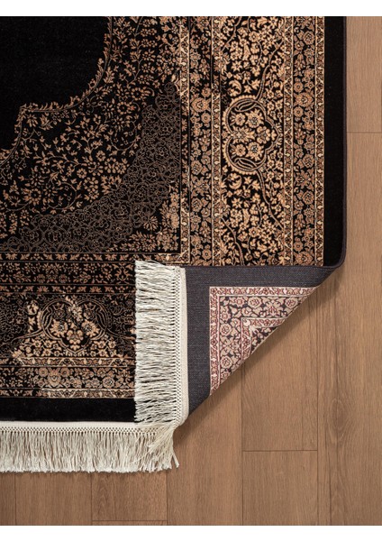 Diamente DM002S Siyah Çerçeveli Göbekli Klasik Desen 100 Tarak Bambu Viskon Renkli Halı Ipek Serisi indirimleri