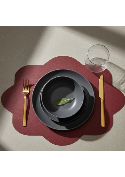 2 Adet Deri Dikdörtgen Amerikan Servis 33X44 cm Simetrik Desenler Serisi 118