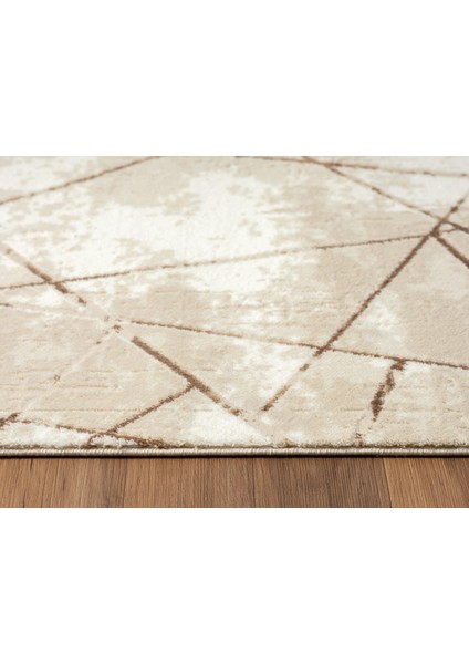 Tokyo 1753 Bej Halı Kahverengi Detaylı Geometrik Desen Modern Akrilik Halı Kaymaz Taban Tozuaz fiyatları