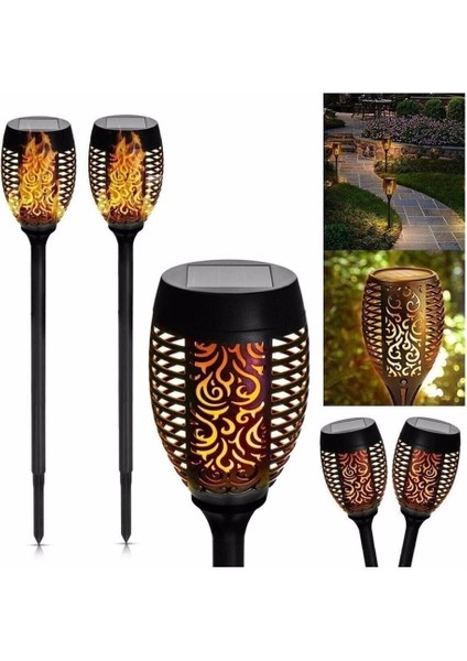 1 Adet Güneş Enerjili Solar Alev Efektli Meşale Lambası bahçe Yürüyüş Yolu Aydınlatması Dekor LED fırsatları
