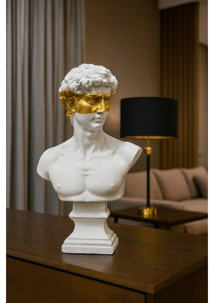 Dekoratif Davut Heykel - Beyaz Renk - Gözü Gold modelleri