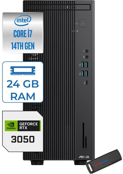 Expertcenter D9 D901MDR Intel® Core™ I7-14700 24GB Ddr5 512GB SSD 6GB/RTX3050 WIN11PRO Mini Tower Masaüstü Bilgisayar 714700097023P07+ZETTAUSBBELLEK