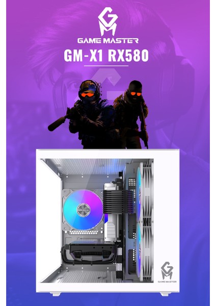 Gm-X1 Ryzen 5 5500 16GB Ram 512GB M.2 RX580 8gb 256 Bit Ekran Kartlı Rgb Mini Akvaryum Beyaz Gaming Kasa fiyatları