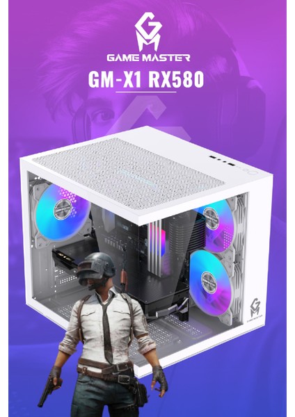 Gm-X1 Ryzen 5 5500 16GB Ram 512GB M.2 RX580 8gb 256 Bit Ekran Kartlı Rgb Mini Akvaryum Beyaz Gaming Kasa fırsatları