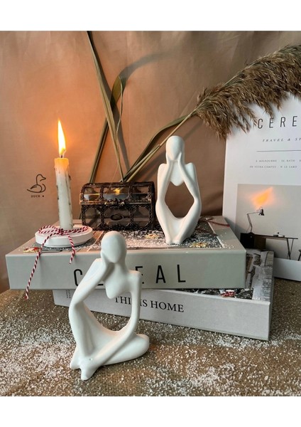 Soyut Düşünür Taş Tozu Insan Figürü 2’li 14-8cm fiyatları