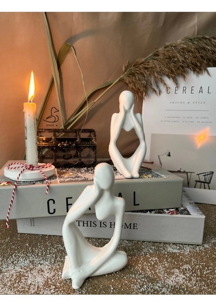 Soyut Düşünür Taş Tozu Insan Figürü 2’li 14-8cm fırsatları