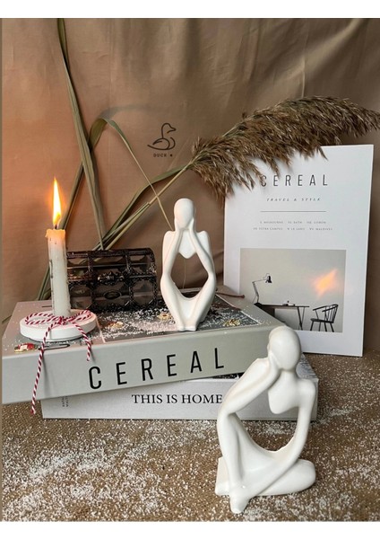 Soyut Düşünür Taş Tozu Insan Figürü 2’li 14-8cm indirimleri