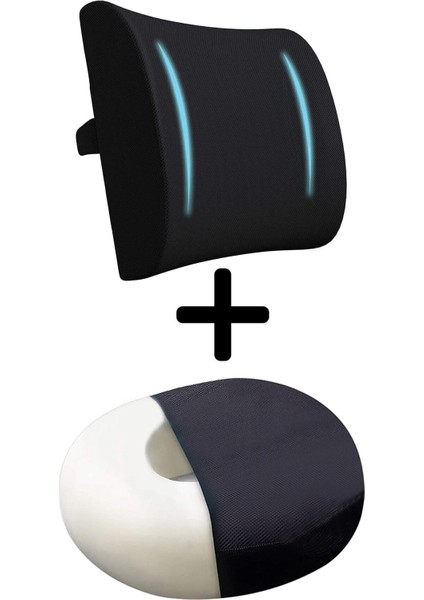 Ergonomik Ofis ve Araç Bel Destek Yastığı, Sırt Minderi ve Oturma Simidi