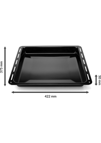 Ankastre Emaye Fırın Tepsisi 42,2X37,5X5CM Bosch Siemens Beko Arçelik Vestel Profilo Uyumlu Siyah Renk