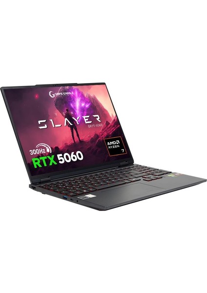 Slayer SR7T-5060 C8 Amd Ryzen 7 255 16GB Ram 500GB SSD RTX5060 15.3" Qhd+ 300Hz IPS Freedos Gaming Laptop modelleri