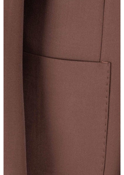 Erkek Kruvaze Takım Elbise Kırlangıç Yaka Yarım Astar Torba Cep Modern Fit Kahverengi