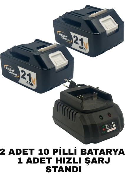 ve Diğer Tüm Marka Modellere Uyumlu 10 Pilli Batarya ve Şarj Cihazı Seti Set Uyumlu