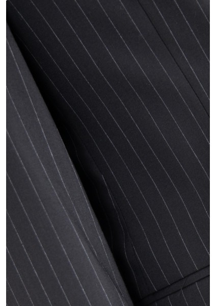 Erkek Kruvaze Takım Elbise Çizgili Kırlangıç Yaka Çift Yırtmaç Modern Fit Siyah fiyatları