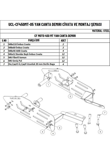 Cfmoto 450 mt Uyumlu Yan Çanta Demiri indirimleri