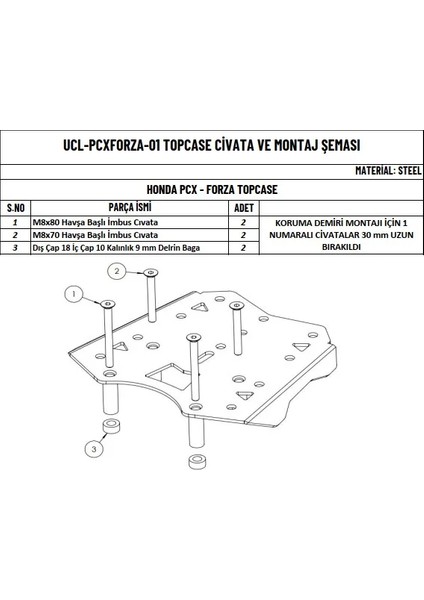 Honda Forza (2018-20) ve Pcx (2014-25) Çanta Demiri fiyatları