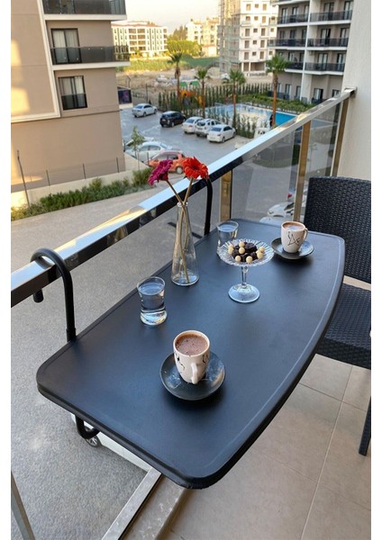 Pratik Balkon Masası, Askılı Balkon Masası, Katlanabilir Masa 40X80 cm Kuko