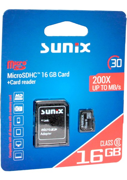 Hafıza Kartı 16 GB 200X Up To Mb/s Class 10 Microshdc