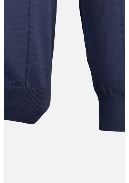 Erkek Bisiklet Yaka Triko Kazak Desenli Slim Fit Rayon Kumaş Lacivert modelleri