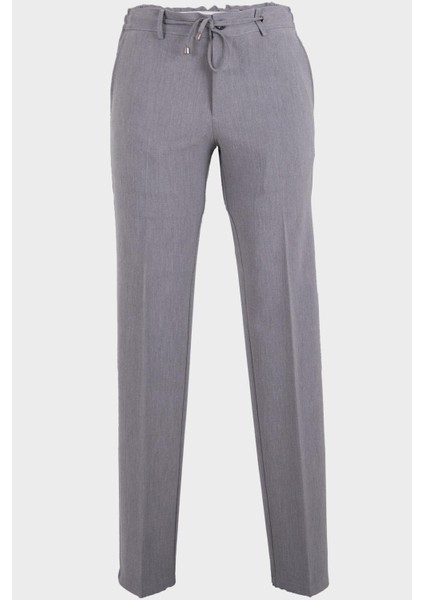 Erkek Jogger Pantolon Gofre Kumaş Bağcıklı Günlük Slim Fit Dokulu Antrasit
