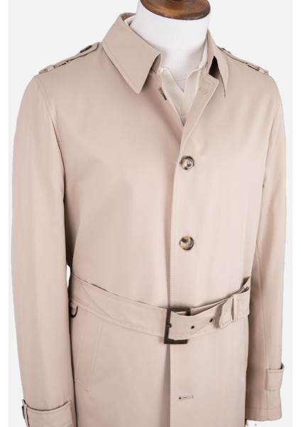 Erkek Trençkot Pamuklu Kuşaklı Modern Fit Mevsimlik Bej fırsatları