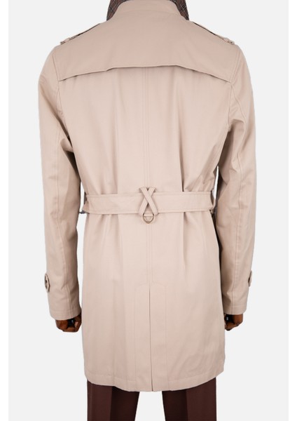 Erkek Trençkot Pamuklu Kuşaklı Modern Fit Mevsimlik Bej indirimleri