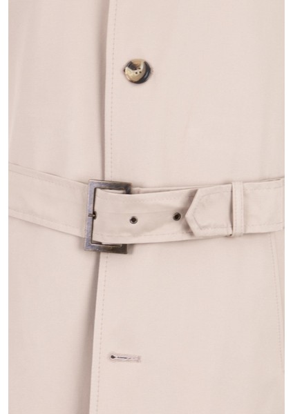 Erkek Trençkot Pamuklu Kuşaklı Modern Fit Mevsimlik Bej