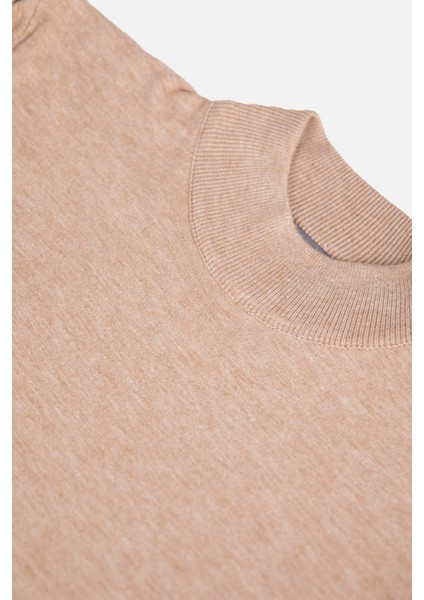 Erkek Yarım Balıkçı Yaka Triko Kazak Pamuk Kaşmir Slim Fit Camel fiyatları