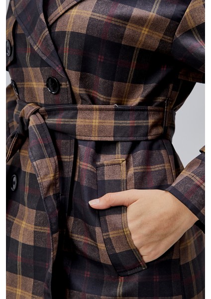 Elora Lacivert Ekose Detaylı Premium Oversize Trençkot 46650 indirimleri