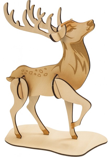 3D Ahşap Geyik Puzzle Maket | Doğal Mdf Eğitim ve Hobi Seti | Kolay Montajlı Dekoratif Figür