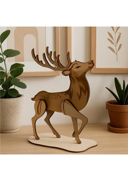 3D Ahşap Geyik Puzzle Maket | Doğal Mdf Eğitim ve Hobi Seti | Kolay Montajlı Dekoratif Figür fiyatları