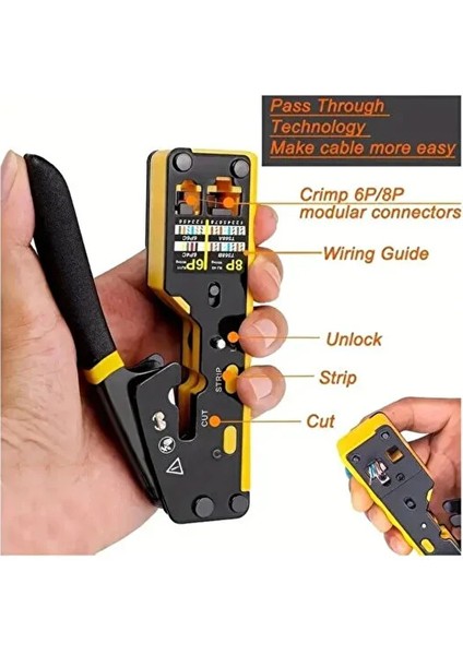 Yeni Nesil RJ45 Sıkma Pensesi RJ45 Test Cihazı 100 Adet Cover 100 Adet Yeni Nesil Metal Ez 8PC8C fiyatları