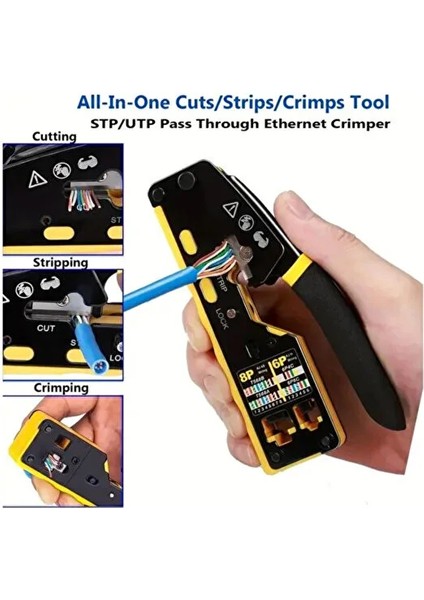 Yeni Nesil RJ45 Sıkma Pensesi RJ45 Test Cihazı 100 Adet Cover 100 Adet Yeni Nesil Metal Ez 8PC8C modelleri