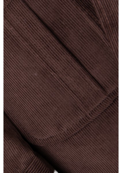 Erkek Trençkot Kadife Kumaş Kuşaklı Safari Cepli Modern Fit Mono Yaka Kahverengi fiyatları