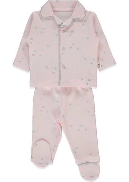 Organik Interlok Patikli Pijama Takımı 2li (Organıc Sleepy Sheepy) Pembe