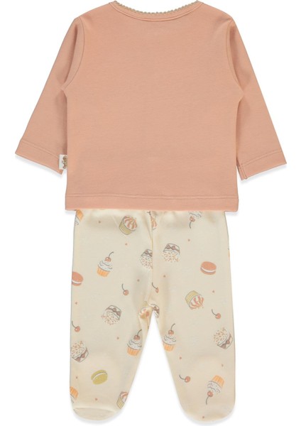 Organik Interlok Patikli Pijama Takımı 2li (Organıc Cupcakes) Somon fiyatları