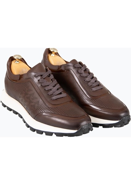 Erkek Spor Ayakkabı Hakiki Deri Bağcıklı Yüksek Taban Kahverengi fiyatları