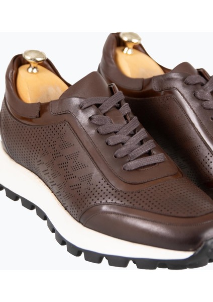 Erkek Spor Ayakkabı Hakiki Deri Bağcıklı Yüksek Taban Kahverengi modelleri