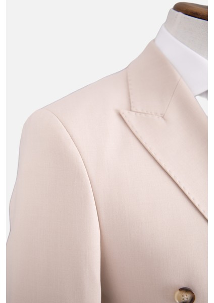 Erkek Kruvaze Takım Elbise Kırlangıç Yaka Yarım Astar Torba Cep Modern Fit Bej fırsatları