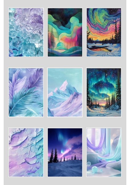 Kuzey Işıkları Temalı 9'lu Kartpostal