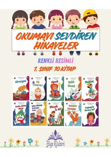 1. Sınıf Okumayı Sevdiren Renkli Resimli Hikayeler 15- 10 Kitap
