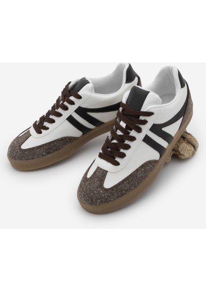 Kadın Sneaker Bağcıklı Düz Taban Retro Spor Ayakkabı Enoy Kahve