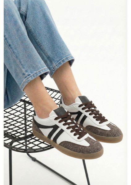 Kadın Sneaker Bağcıklı Düz Taban Retro Spor Ayakkabı Enoy Kahve fiyatları