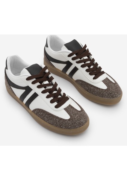 Kadın Sneaker Bağcıklı Düz Taban Retro Spor Ayakkabı Enoy Kahve indirimleri