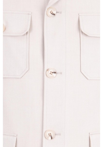 Erkek Safari Ceket Astarsız Mono Yaka Baharlık Slim Fit Bej