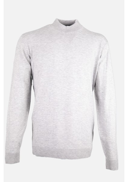 Erkek Yarım Balıkçı Yaka Triko Kazak Pamuk Kaşmir Slim Fit A.gri