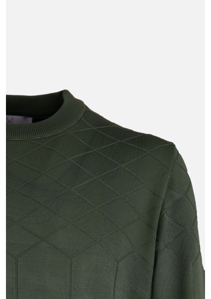 Erkek Bisiklet Yaka Triko Kazak Desenli Slim Fit Rayon Kumaş Haki fiyatları