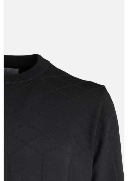 Erkek Bisiklet Yaka Triko Kazak Desenli Slim Fit Rayon Kumaş Siyah fiyatları