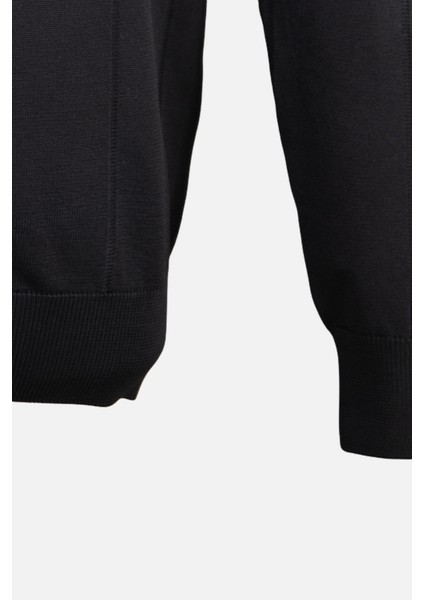 Erkek Bisiklet Yaka Triko Kazak Desenli Slim Fit Rayon Kumaş Siyah modelleri